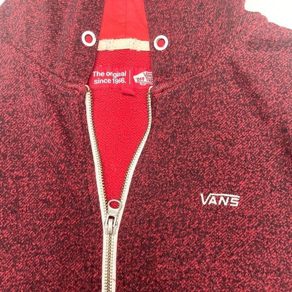 Vans Off The‎ Wall Mens Red Hooded Zip Up Sweatshirt Size Small - Picture 3 of 7